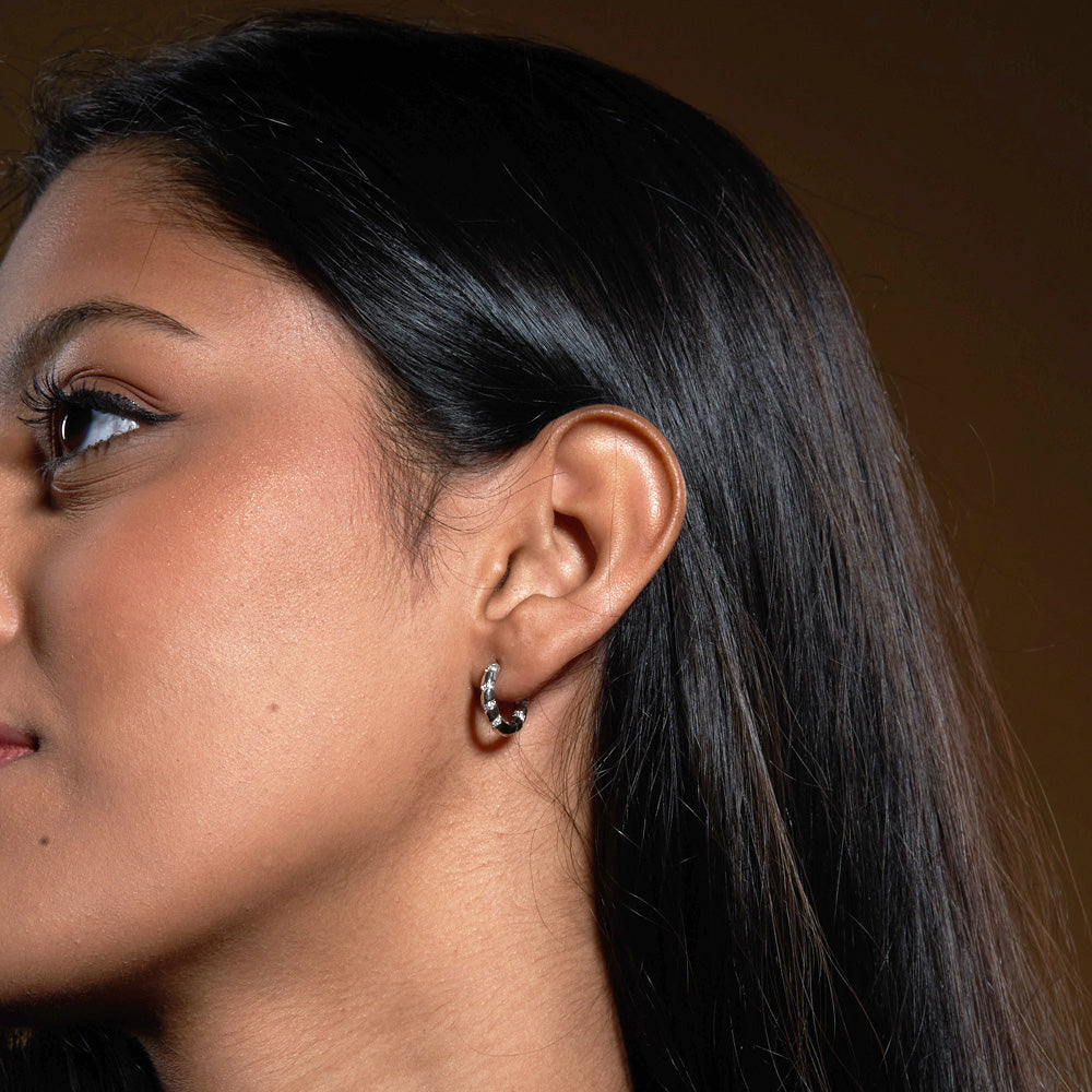 THE STUDDED HOOP - SILVER PLATED