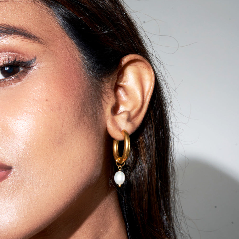 PEARL DROP HOOPS