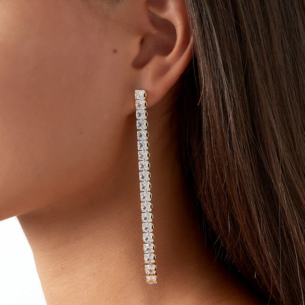 ZIRCONIA DROP EARRINGS SILVER