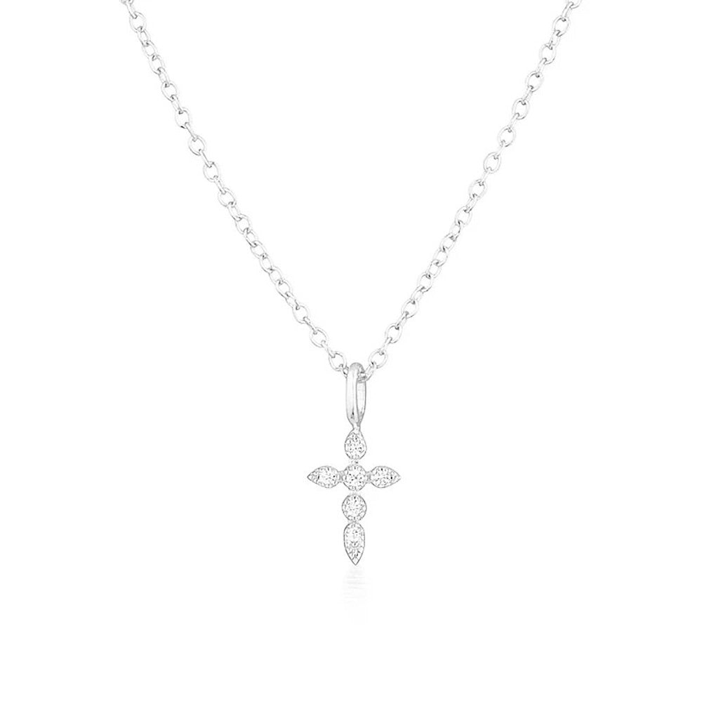 THE MINIMAL CROSS - WHITE GOLD PLATED