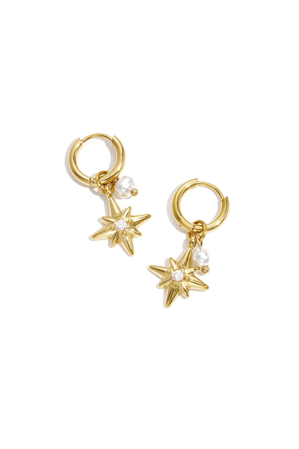 Pearl and star hoops