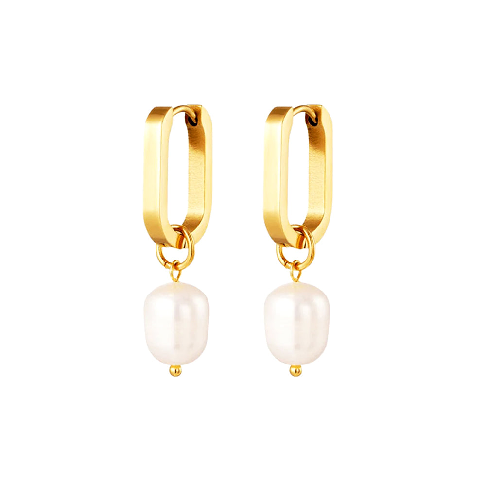 SERENITY OVAL HOOPS - GOLD PLATED WITH REMOVABLE CHARM