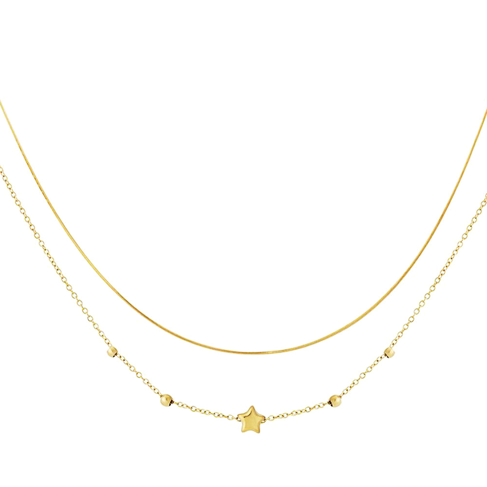 STAR STACK NECKLACE - 14K GOLD PLATED