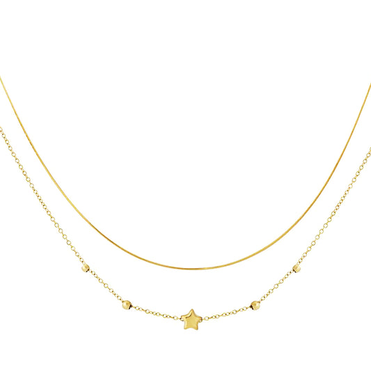 STAR STACK NECKLACE - 14K GOLD PLATED